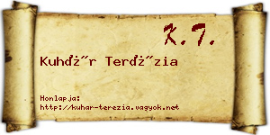 Kuhár Terézia névjegykártya